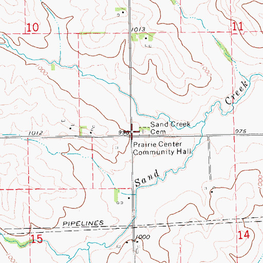 Topographic Map of Prairie Center Community Hall, IA
