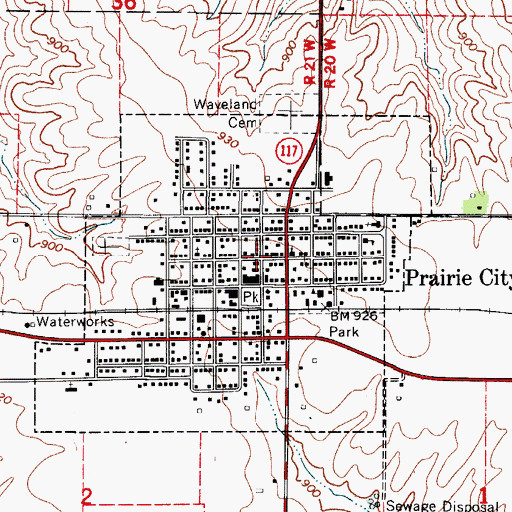 Topographic Map of Prairie City, IA