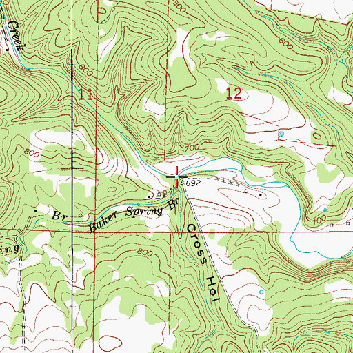 Topographic Map of Baker Spring Branch, AR