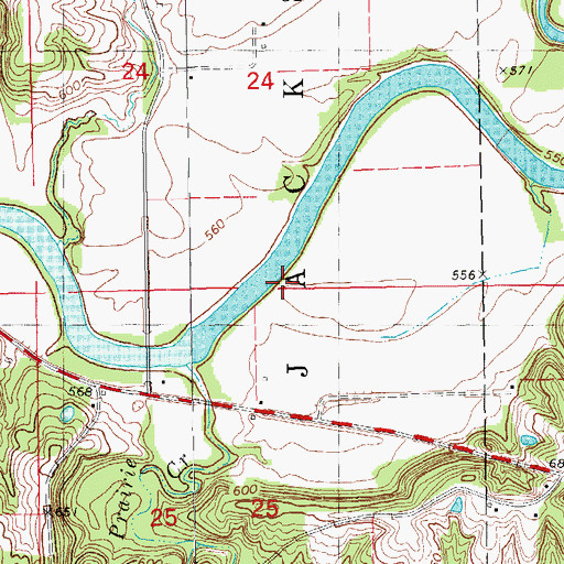 Topographic Map of Prairie Creek, IA