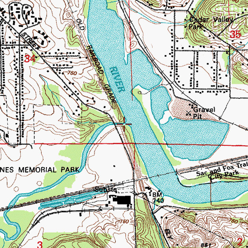 Topographic Map of Prairie Creek, IA