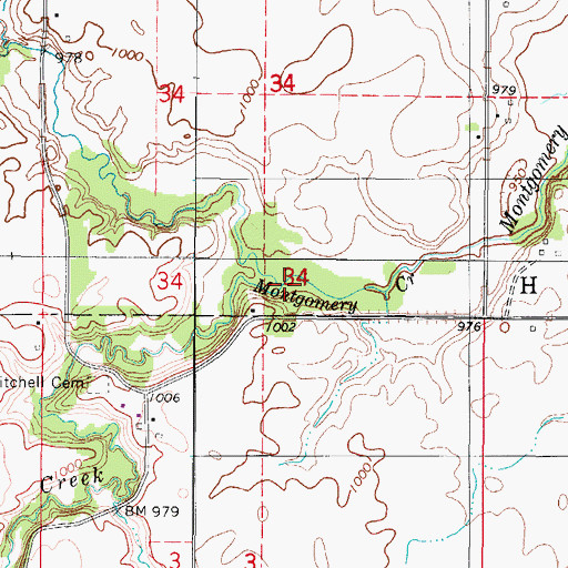 Topographic Map of Prairie Creek, IA