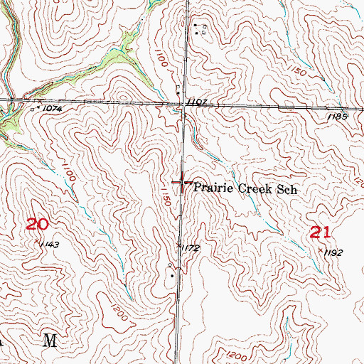 Topographic Map of Prairie Creek School, IA
