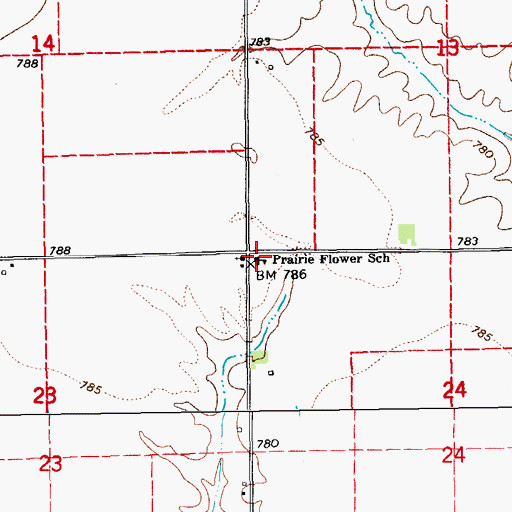 Topographic Map of Prairie Flower School, IA