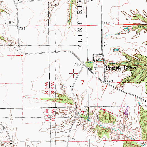 Topographic Map of Prairie Grove, IA