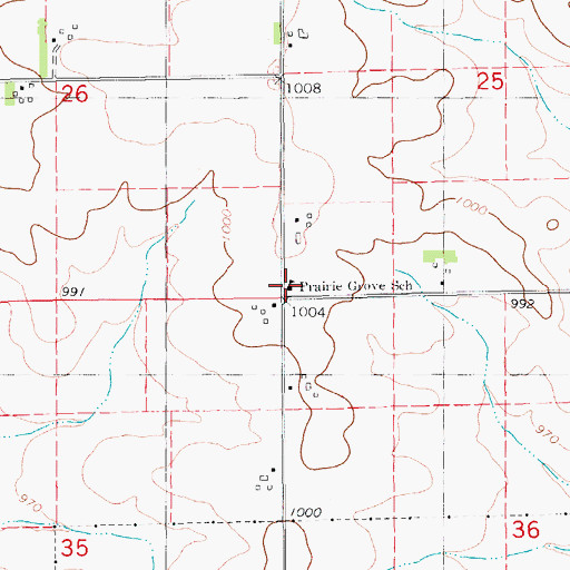 Topographic Map of Prairie Grove Elementary School, IA