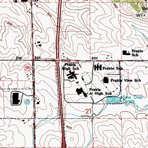 Topographic Map of Prairie High School, IA