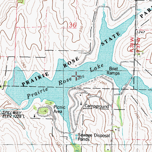 Topographic Map of Prairie Rose Lake, IA