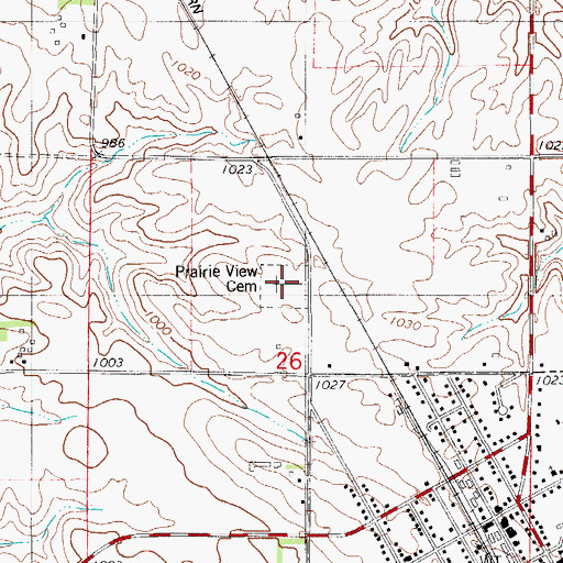 Topographic Map of Prairie View Cemetery, IA