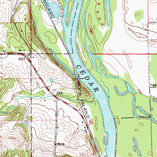 Topographic Map of Pratt Creek, IA