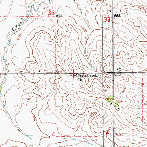 Topographic Map of Pratt Creek Church, IA