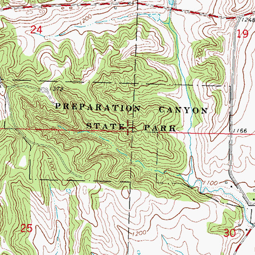 Topographic Map of Preparation Canyon State Park, IA