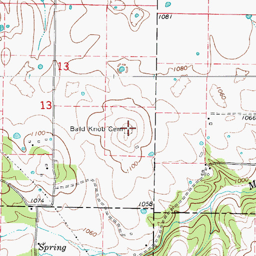 Topographic Map of Bald Knob Cemetery, AR