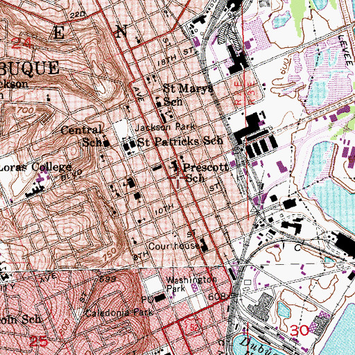 Topographic Map of Prescott Elementary School, IA