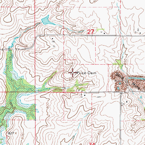 Topographic Map of Price Cemetery, IA