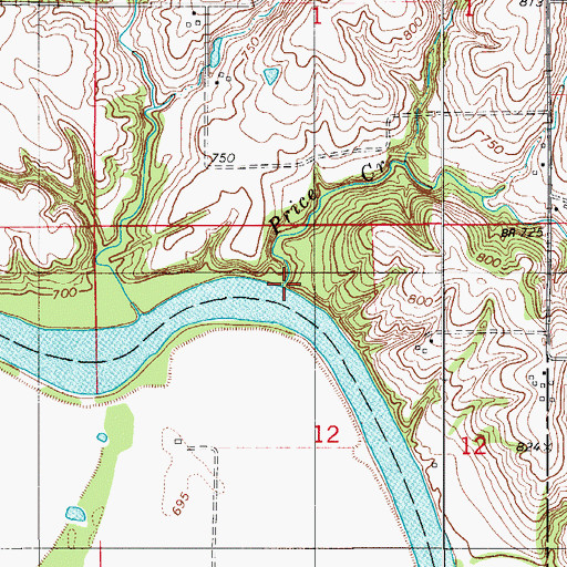 Topographic Map of Price Creek, IA