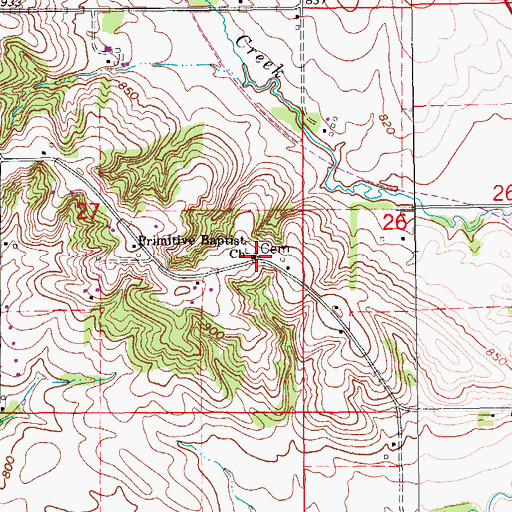 Topographic Map of Primitive Baptist Church, IA