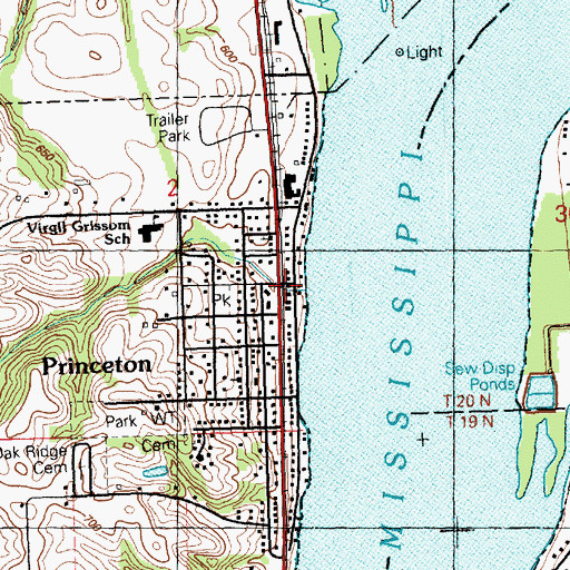 Topographic Map of Princeton, IA