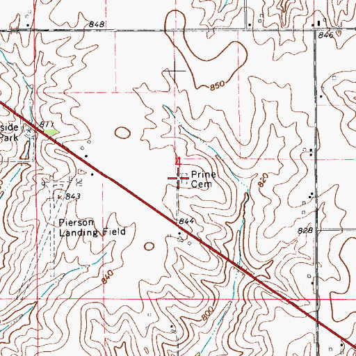 Topographic Map of Prine Cemetery, IA