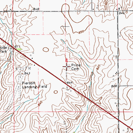 Topographic Map of Prine Cemetery, IA