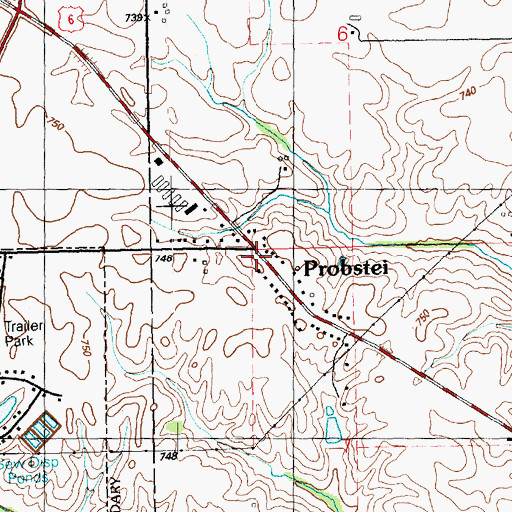 Topographic Map of Probstei, IA