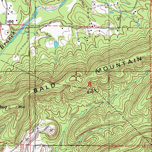 Topographic Map of Bald Mountain, AR