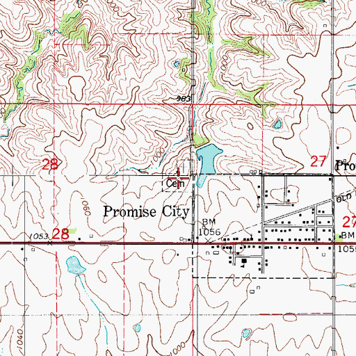 Topographic Map of Promise City Cemetery, IA