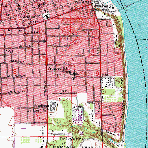Topographic Map of Great River Christian School, IA