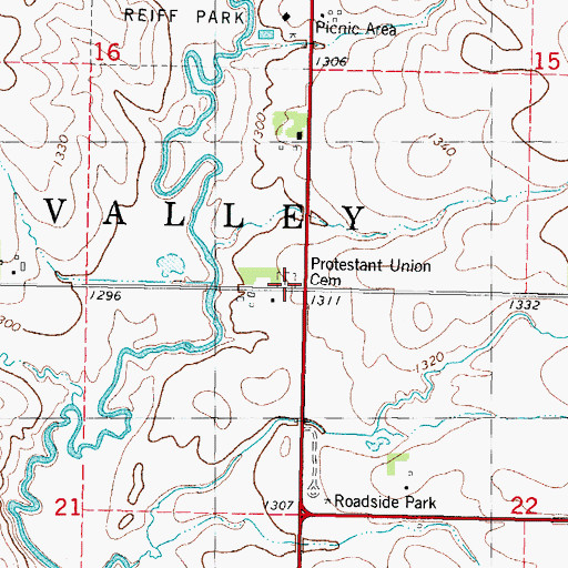 Topographic Map of Protestant Union Cemetery, IA