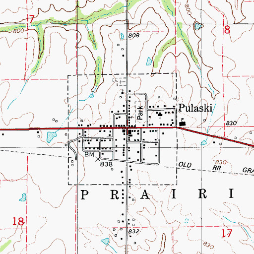 Topographic Map of Pulaski, IA