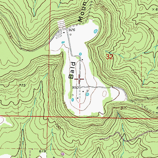 Topographic Map of Bald Mountain, AR