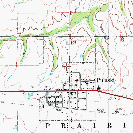 Topographic Map of Pulaski Cemetery, IA
