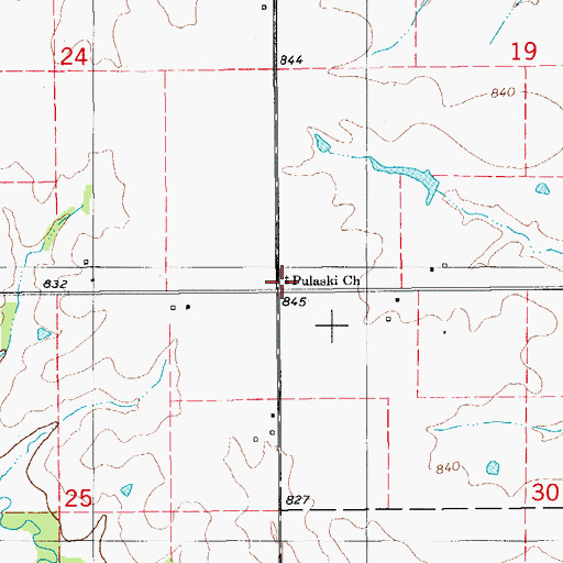 Topographic Map of Pulaski Church, IA