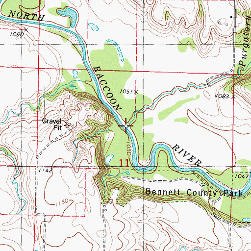 Topographic Map of Purgatory Creek, IA