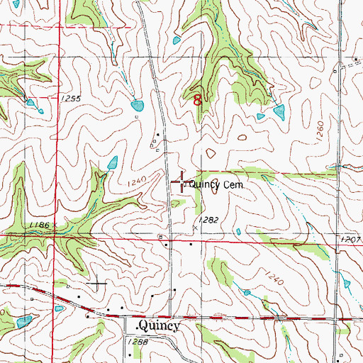 Topographic Map of Quincy Cemetery, IA