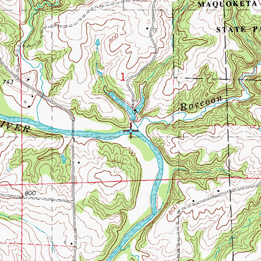 Topographic Map of Raccoon Creek, IA