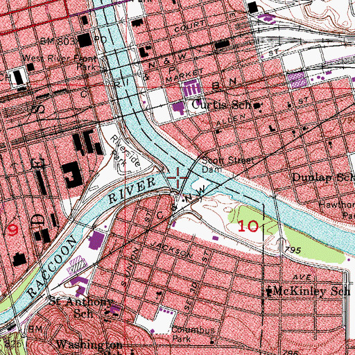 Topographic Map of Raccoon River, IA