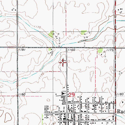 Topographic Map of Radcliffe Cemetery, IA