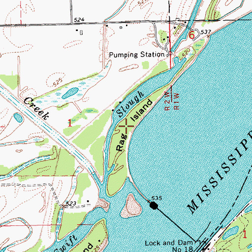 Topographic Map of Rag Island, IA