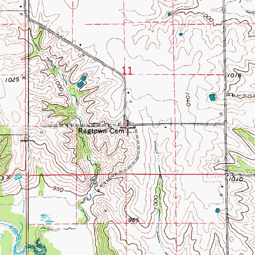 Topographic Map of Ragtown Cemetery, IA