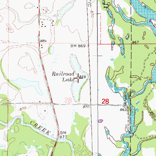 Topographic Map of Railroad Lake, IA