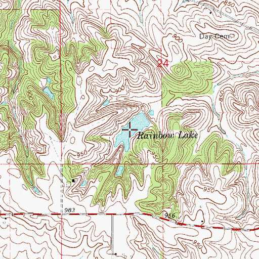 Topographic Map of Rainbow Lake, IA