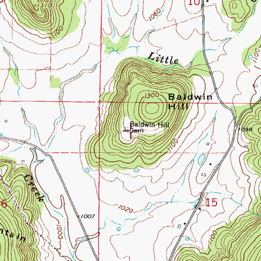 Topographic Map of Baldwin Hill Cemetery, AR