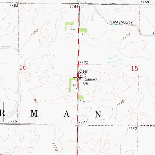Topographic Map of Ramsey Church, IA