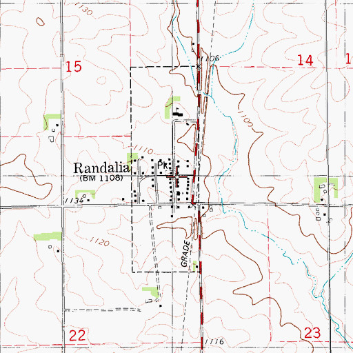 Topographic Map of Randalia, IA