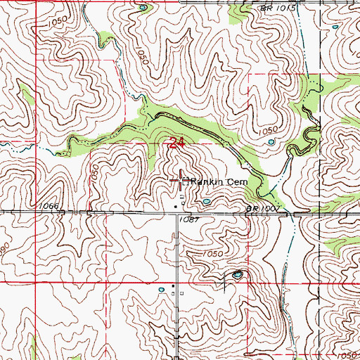 Topographic Map of Rankin Cemetery, IA