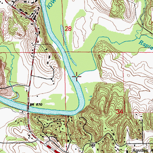 Topographic Map of Rapid Creek, IA