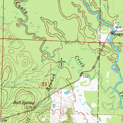 Topographic Map of Ball Branch, AR