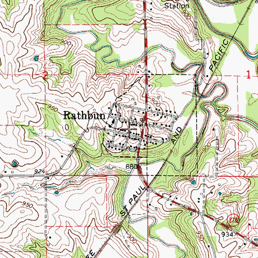 Topographic Map of Rathbun, IA