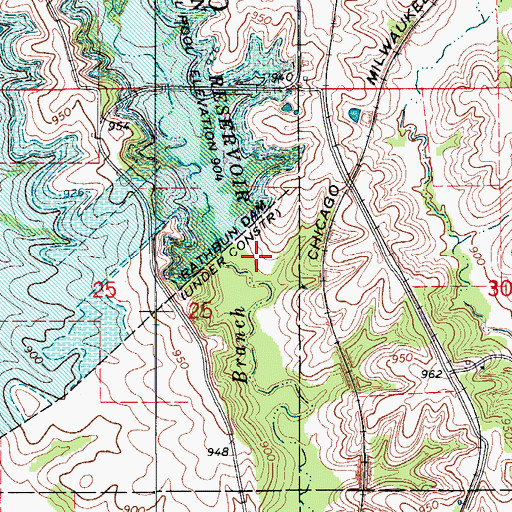 Topographic Map of Rathbun Dam, IA
